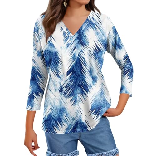 HTHLVMD Womens 3/4 Length Sleeve Tunic Tops Summer Fall Outfits 2025 Three Quarter Sleeve Casual V Neck T Shirts for Women