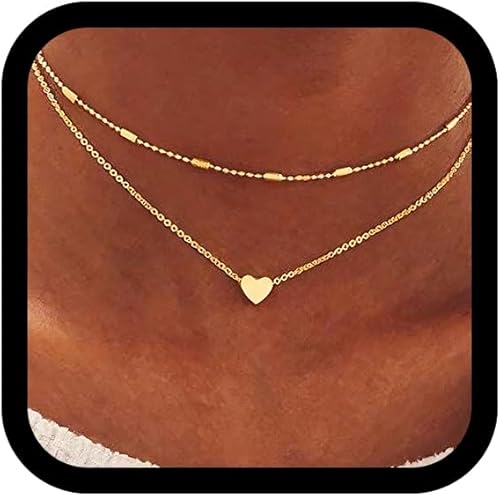 Tgirls Gargantilla de cobre en capas, collares con colgante de corazón, collar de bola, joyería para mujer