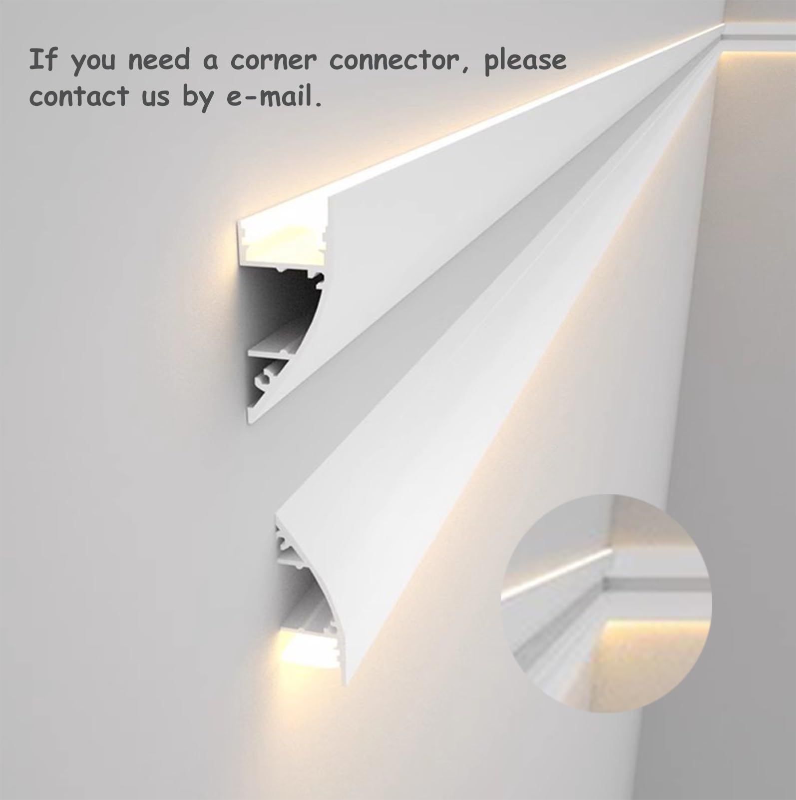 Profili per Strisce Led Canale di Illuminazione Indireatta a Led Modanatura a Corona, Profilo Diffusore Striscia Led per Battiscopa, Fessura per Battiscopa per Strisce Led Decorative(1.7m/5.6ft)