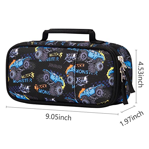Image of Choco Mocha Monster Truck Pencil Case for Boys, Soft Pencil Case Kids Pencils Pouch for Kindergarten Boys, Black