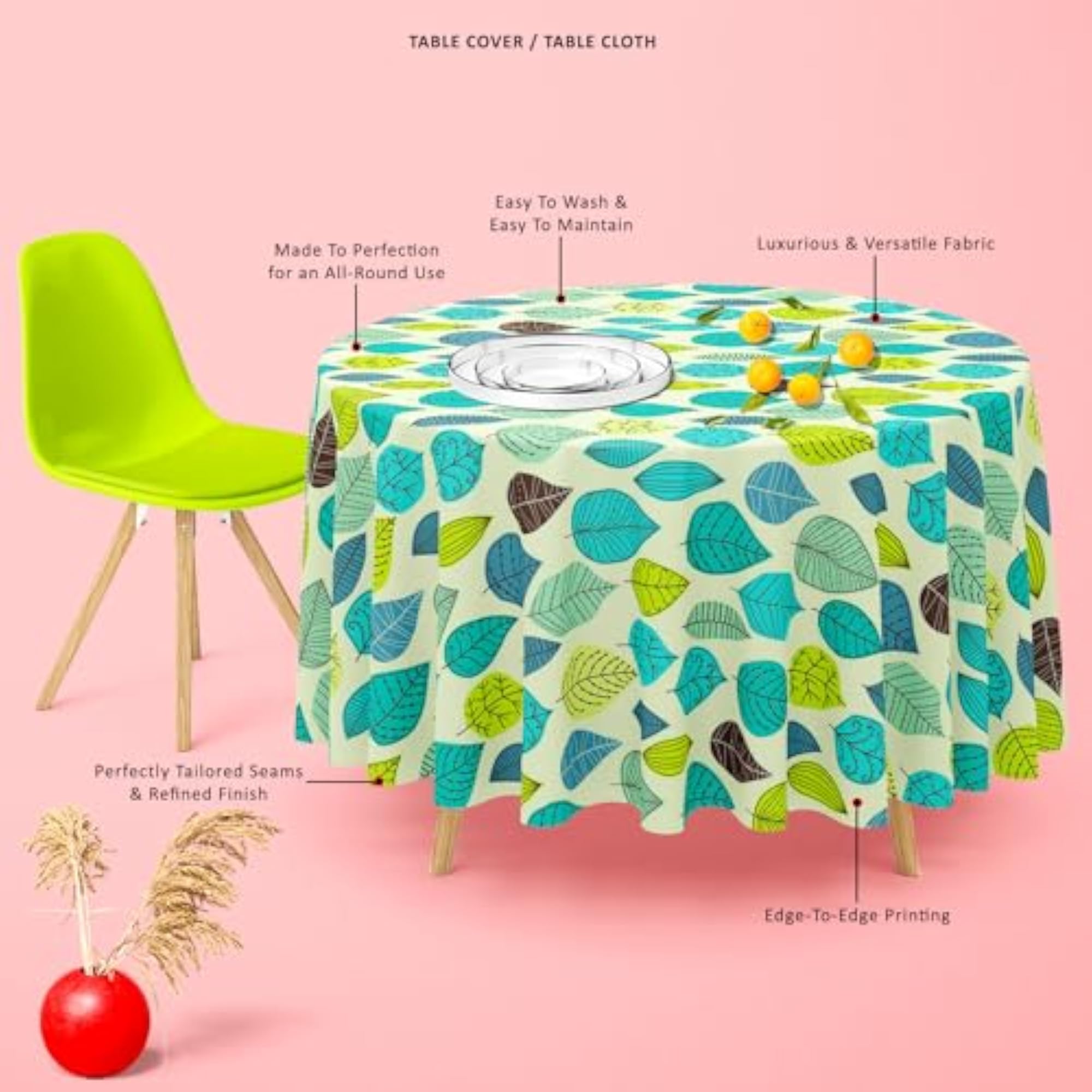 Autumn Leaf Cotton Canvas Table Cloth Cover for Dining & Center Table