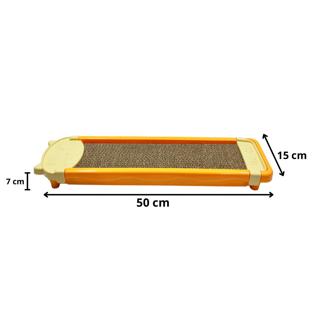 TAIYO PLUSS DISCOVERY® Cat Scratch Pad, Size: (50X7X15 CM) (LXWXH), Jumbo Size Scratching Board/Scratch Pad Toy with Catnip for Cat/Kitten, Suitable for Cats & Kittens (Yellow) 1