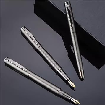 Fountain Pen Set, Vintage Luxury Fountain Pen 0.5mm with 4 Ink Cartridges and Gift Box, Vintage Fine Point Fountain Pen, Calligraphy Pen, Smooth Writing, Suitable for Journaling Calligraphy Nib