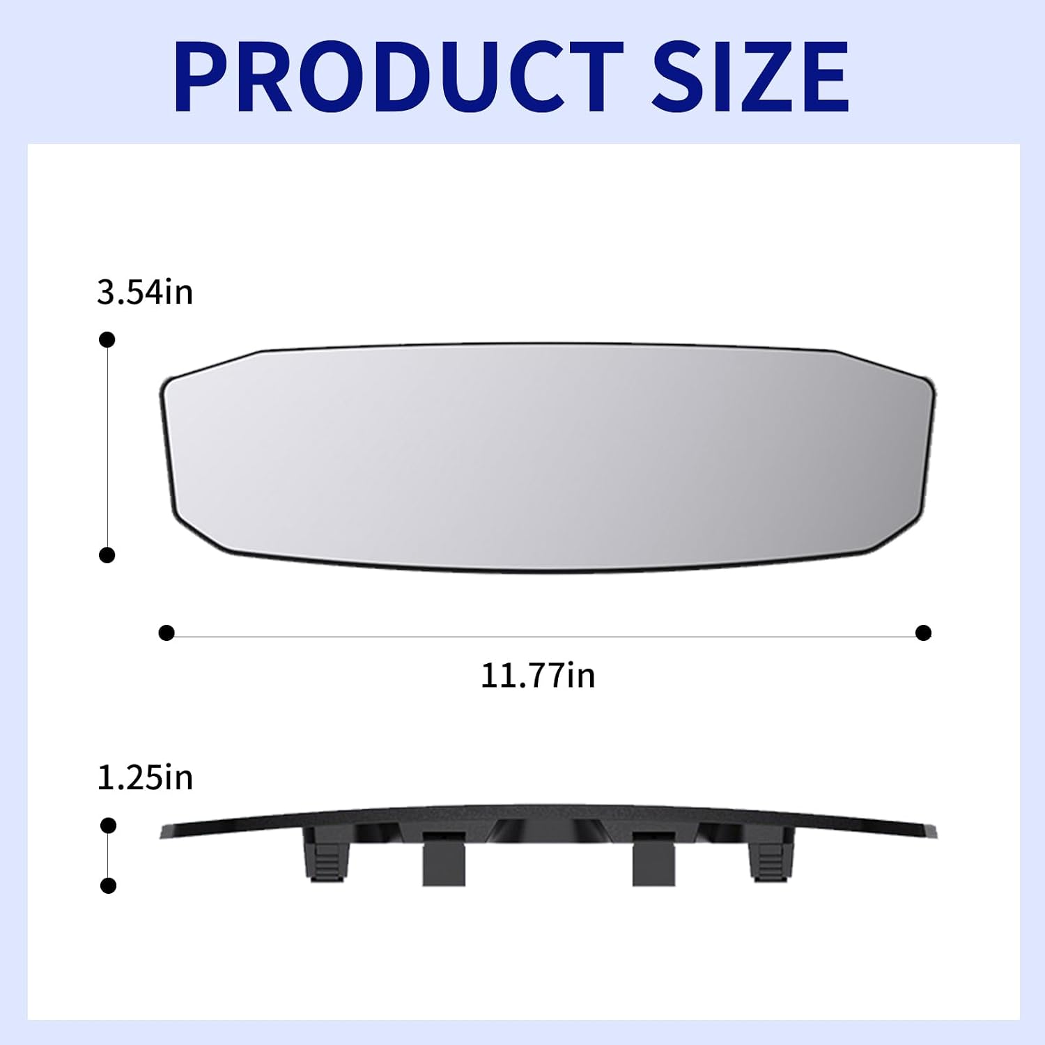 1 Pcs Car Rear View Mirror, 12 Inches Anti-Glare Car Panoramic Rear View ,Clip-On Hd Wide Angle Extended Curved Mirror Reduce Blind Spot Effectively, Universal Vehicle Accessories