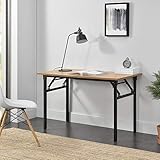 Neuhaus Mesa extraíble de diseño 120 x 60 cm Altura Ajustable 75-76,4 cm Ahorra Espacio Plegable Mesa pequeña Aglomerado Color Haya con Patas Negras