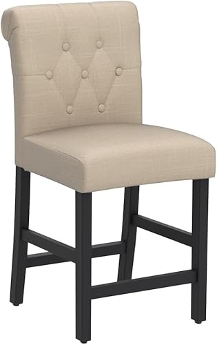 Miniatura 22 de GOTMINSI Juego de 2 taburetes de bar de 24 pulgadas para isla de cocina, taburetes de bar tapizados de altura de mostrador con decoración copetuda,