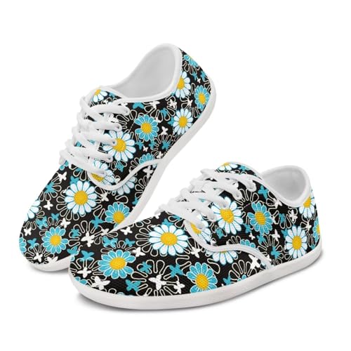 Retro Hippie Flower Power Barefoot Shoes Women Dressy Flat Sole Casual Sneakers Walking Workout Tennis Shoes