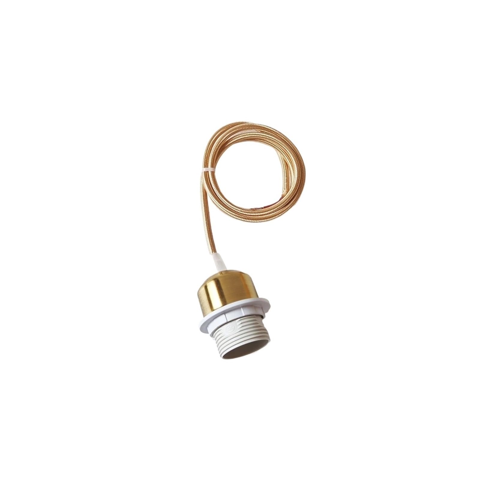 Portalámparas DIY Vintage E26 E27 portalámparas colgantes con Cable de techo enchufes nórdicos medio diente Base de pantalla for lámpara colgante(2.5m Wire,Bronze Gold)