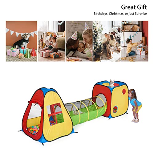 image for UTEX 3 in 1 Pop Up Play Tent with Tunnel, Ball Pit for Kids, Boys, Gir