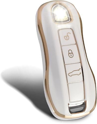 WORCAS Funda protectora para llavero inteligente compatible con Porsche 911 Cayenne Panamera TAYCAN de 3 botones sin llave accesorios de control