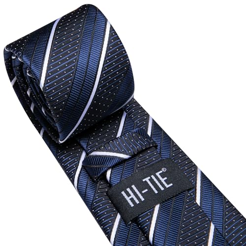 Image of Hi-Tie Mens 70inches Tie Set Extra Long Necktie for Men Cufflinks Handkerchief Big Tall Men Business Wedding