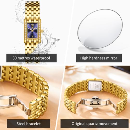 Image of OLEVS Watch Gold Ladies Luxury Easy to Read Small Wrist Watches for Women | Original Import Dress Gift,Diamond,Easy to Read Chronograph women's Watch