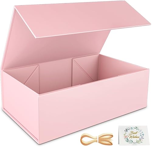 Caja para regalos color rosa, 9.5x6x3 pulgadas, con tapa, cierre magnético, rectangular, plegable, para caja de propuesta de dama de honor, boda,