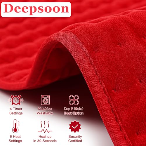 Image of Heating Pad,Electric Heating Pads,Heating Pad for Back,Red,33x17 Inch