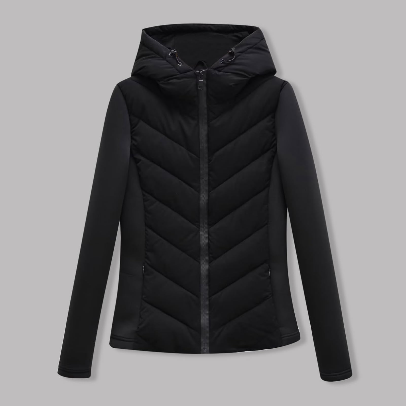 Generico Piumino da Donna Invernale con Cappuccio, Giubbino Invernale Donna,Nuovo Cappotto Invernale Europeo E alla Moda con Maniche Trapuntate per Le Donne con Cappuccio