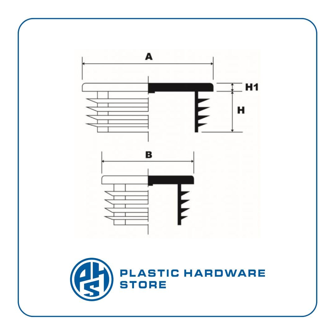 Tappo a Lamelle Rettangolare in Plastica (Polietilene), Inserto Alettato per Chiusura Tubi Rettangolari, Piedino per Sedie, Sgabelli, Tavoli - 80X40 - Nero - 5 pezzi - Plastic Hardware Store