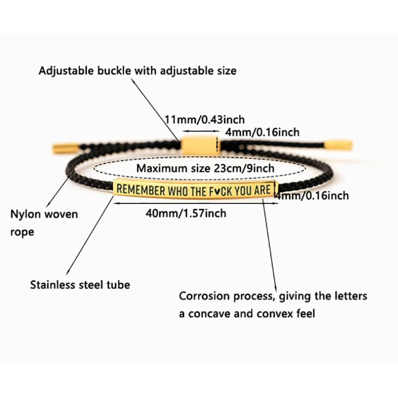 Remember Who The You Are Tube Bracelet For Women Men, 18k Gold Handmade Adjustable Trendy Charms Stainless Steel To My Daughter/Best Friend Inspirational Gifts Jewelry4