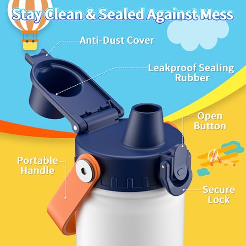 Image of baab 18oz Kids Insulated Water Bottle 18 /8 Stainless Steel Kids Cup 2 Pack | BPA-Free, DIY Stickers, Lockable Spout Lid, Leakproof & Spillproof, Easy to Clean & Carry, Gift for Boy Girl Youth School