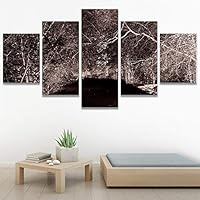 SIGNWIN 5 Panel Canvas Wall Art Modern Art Expressive Forest Multicolor Photography Romantics Scenic for Home Decorations Ready to Hang - 60