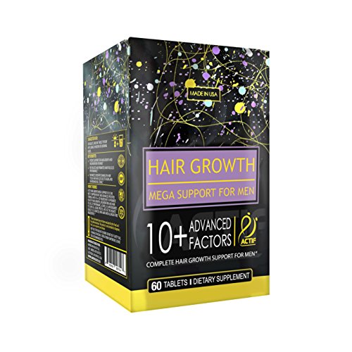 ACTIF Hair Growth for Men Mega Support 10+, Non-GMO, Stops 99% Hair Loss, Made in USA, 60 Count