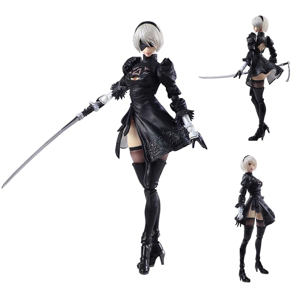 Zhongkaihua Anime Game Girl Statue Automata 2B YoRHa No.2 Type B Super Action Figure Yorha 2B Figure Jointed Movable PVC Model With Interchangeable Accessories — image 1