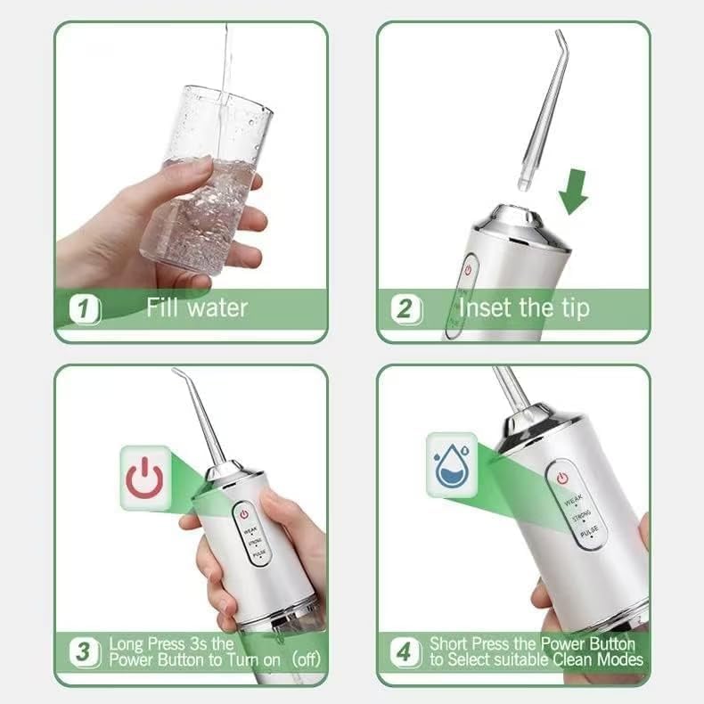 Image of KASHTHABHANJAN PHARMA Portable Oral Irrigator Water Flosser for Teeth Cleaning, Rechargeable Cordless Dental Flosser with 3 Cleaning Modes, 220ML Water Tank, Waterproof USB Charging Oral Care Device for Adults & Kids (Multic)