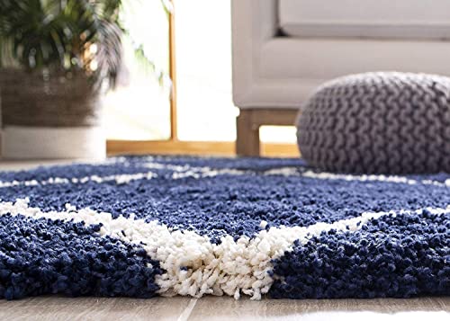 Image of Super Ultra Modern Soft Shaggy Handcrafted Anti-Skid Silk Touch Carpet, Size 12x18 Feet, Color Navy BLUE1