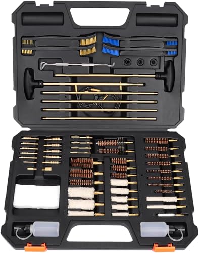 BOOSTEADY Pro Kit de Nettoyage pour Pistolet, Kit Nettoyage Armement Universel, Kit de Nettoyage pour Arme de Poing et Fusil de Chasse avec Brosses en Laiton,...