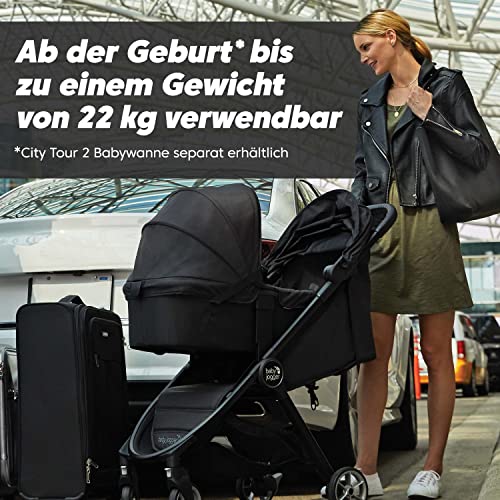 Baby Jogger City Tour 2 Reisebuggy | Kleiner, leichter und kompakter Buggy mit Einhandfalt | Pitch Black (Schwarz)