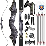 HANDBAIGE Hunting Recurve Bow for Adults with 12pcs Arrows Archery Recurve Bow with Arrow Quiver for Shooting Target Practice (55LBS)