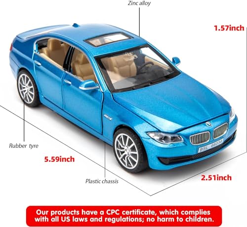 Image of 1 /32 Compatible for 535i Model Car, Zinc Alloy Pull Back Toy car with Sound and Light for Kids Boy Girl Gift (Blue)