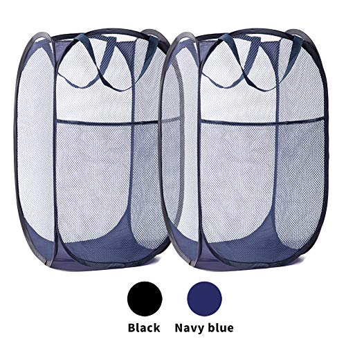 Portable Mesh Laundry Basket, 2 Pieces of Premium Pop up Laundry Hampers