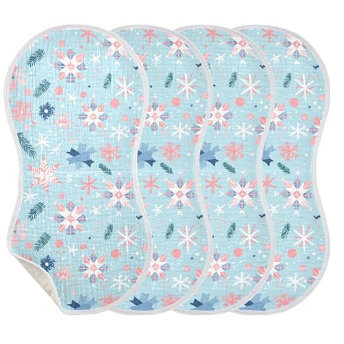 Blue Snowflakes Simple Cotton burping Cloths for Babies Breathable Milk Spit Up Cloth for Unisex Set of 2, 22x11in3