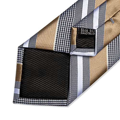Image of DiBanGu Mens Striped Tie Silk Woven Necktie and Pocket Square Cufflinks Tie Clip Set Wedding Business Formal Gift Tie for Men