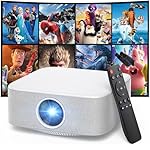 Portable Mini Projector with Electric Focus, NICPOW Full HD 1080P Projector, Bluetooth Movie Projector with Auto Keystone, Two-Way Bluetooth, Ideal for Indoor Outdoor Use, White