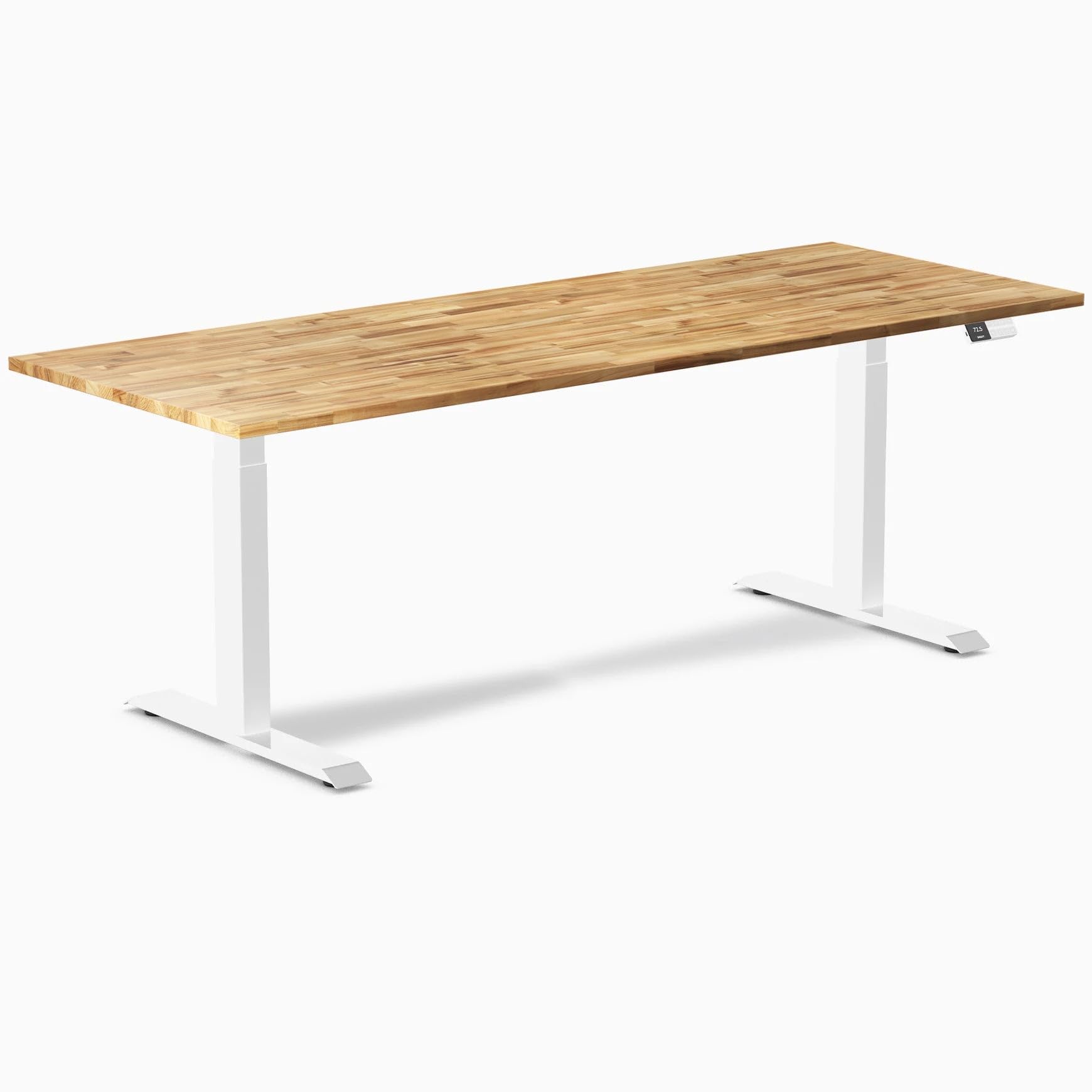 Desky Dual Hardwood Sit Stand Desk Acacia 80" White