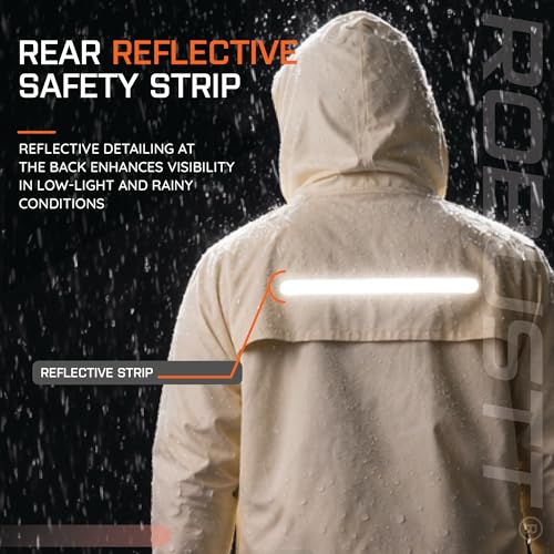Image of Robustt PVC Waterproof Rain Suit for Men & Women (Size-M to L) White Rain Coat with Hood, Air Vents & Reflective Strip| Bike Raincoat Pants with Elastic Waist & Snap Button Hem| Unisex Rain Jacket