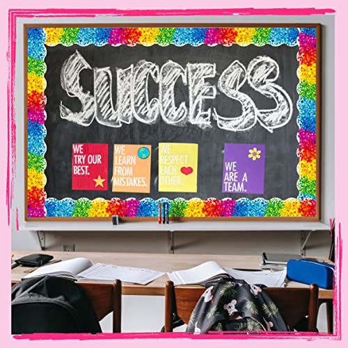Image of ERKE 60 Feet Bulletin Board Borders, Confetti Scalloped Rolled Border Trim for School, Classroom & Offices