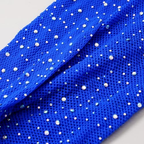 Medias de red con diamantes de imitación brillantes y cintura alta MESU 5