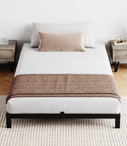 GAOMON 6 Inch Twin Bed Frame, Low Profile Twin Metal Platform Bed Frame Support Mattress Foundation, Noise Free, Easy Assembly, Black