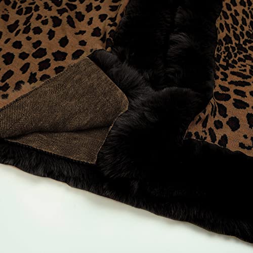 Faux Fur Shawl Wraps For Women Leopard Print Stole Shrug Thick Open Front Poncho Cape Cardigan Cloak Sweater Coat #TOP6