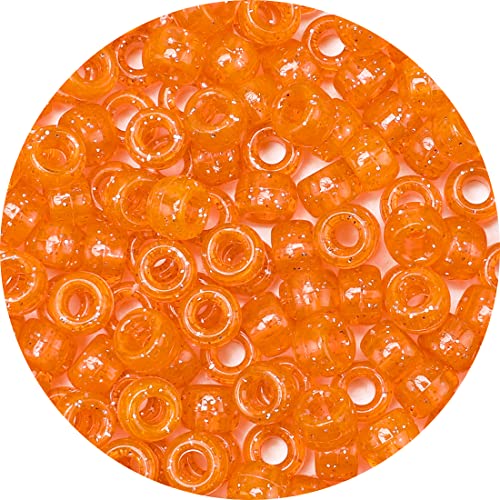 Iooleem Pony Beads(1000pcs Orange Glitter Pony Beads) Beads for Jewelry Making Crafts Beading Supplies Arts & Crafts Materials for Jewelry Making.