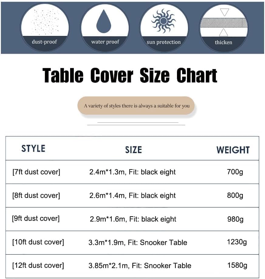 Funda para mesa de billar transpirable e impermeable de 8 pies con material resistente 4