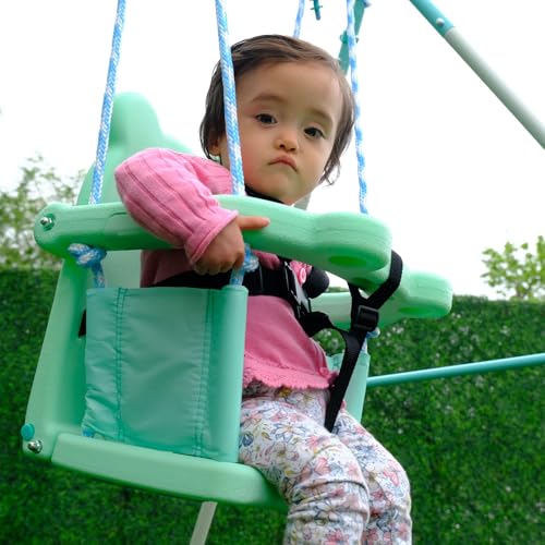 Sportspower My 1st Light-UpToddler Swing - Heavy-Duty Baby Indoor/Outdoor Swing Set with Safety Harness, Light Green, 57" L x 56" W x 47" H by Sportspower - Used condition - Image 5
