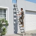 FASDRESS Wall Mounted Retractable Attic Ladder with 2 Handrails and Pull-Down System, 660Lbs Load Capacity Retractable Load, Foldable Ladder for Indoor Garage Basement Storehouse-10.5FT