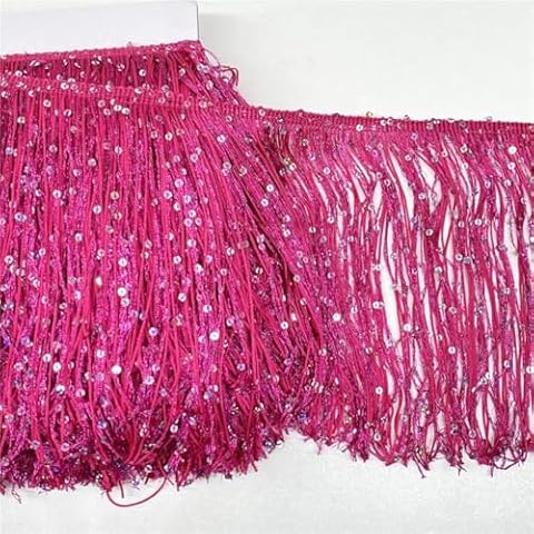 YYCRAFT 6" Hot Pink Sequin Fringe Trim Cover