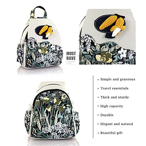 Image of Womens Boho Cotton Hemp Cloth Backpack Boho Vintage Embroidered Casual Purse Handbags Messenger Bag Corn