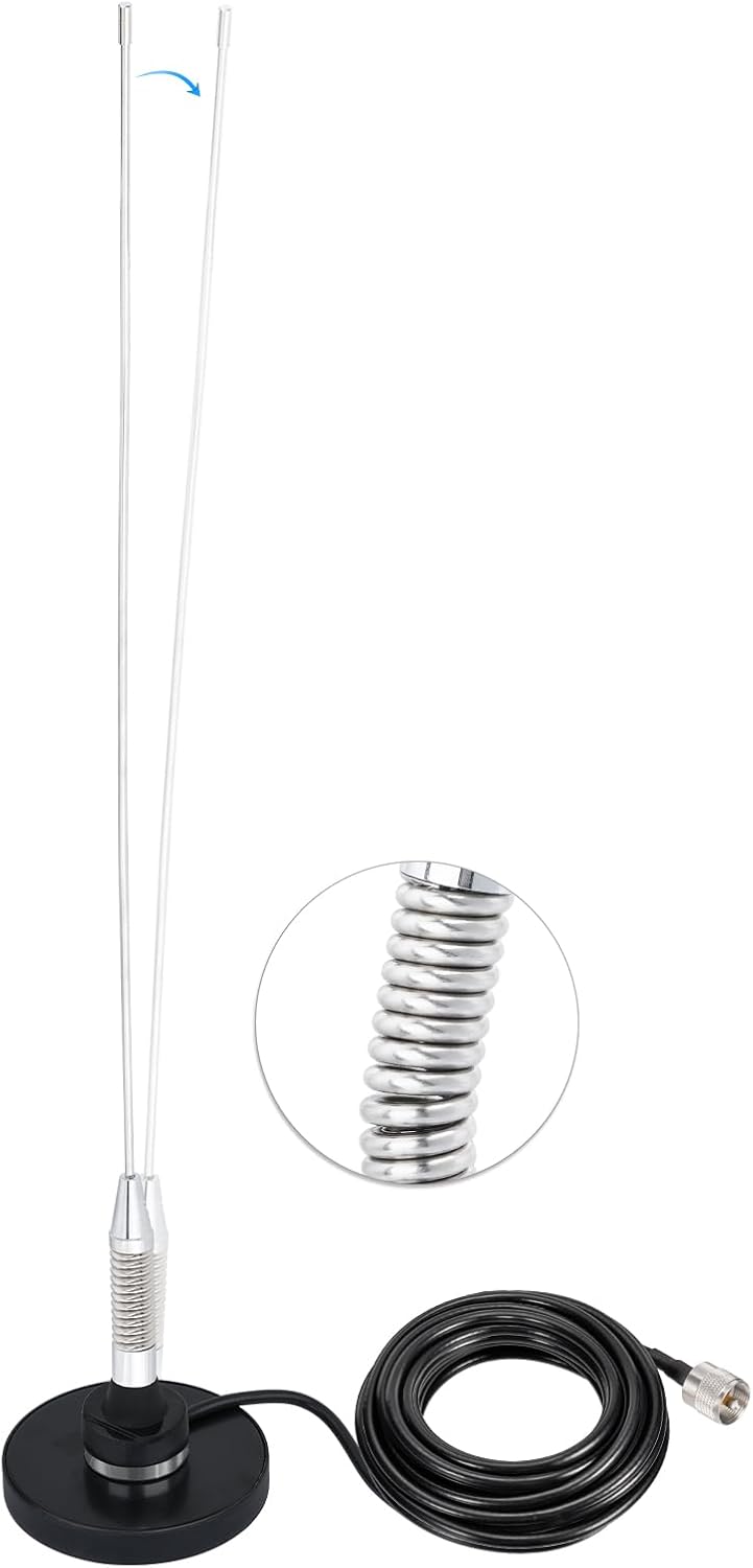 Bingfu VHF UHF Mobile Ham Radio PL259 Antenna Dual Band 136-174MHz 400-470MHz with 16.4ft Cable Magnetic Base Mount for Vehicle Car Truck Amateur Two Way Marine VHF Radio