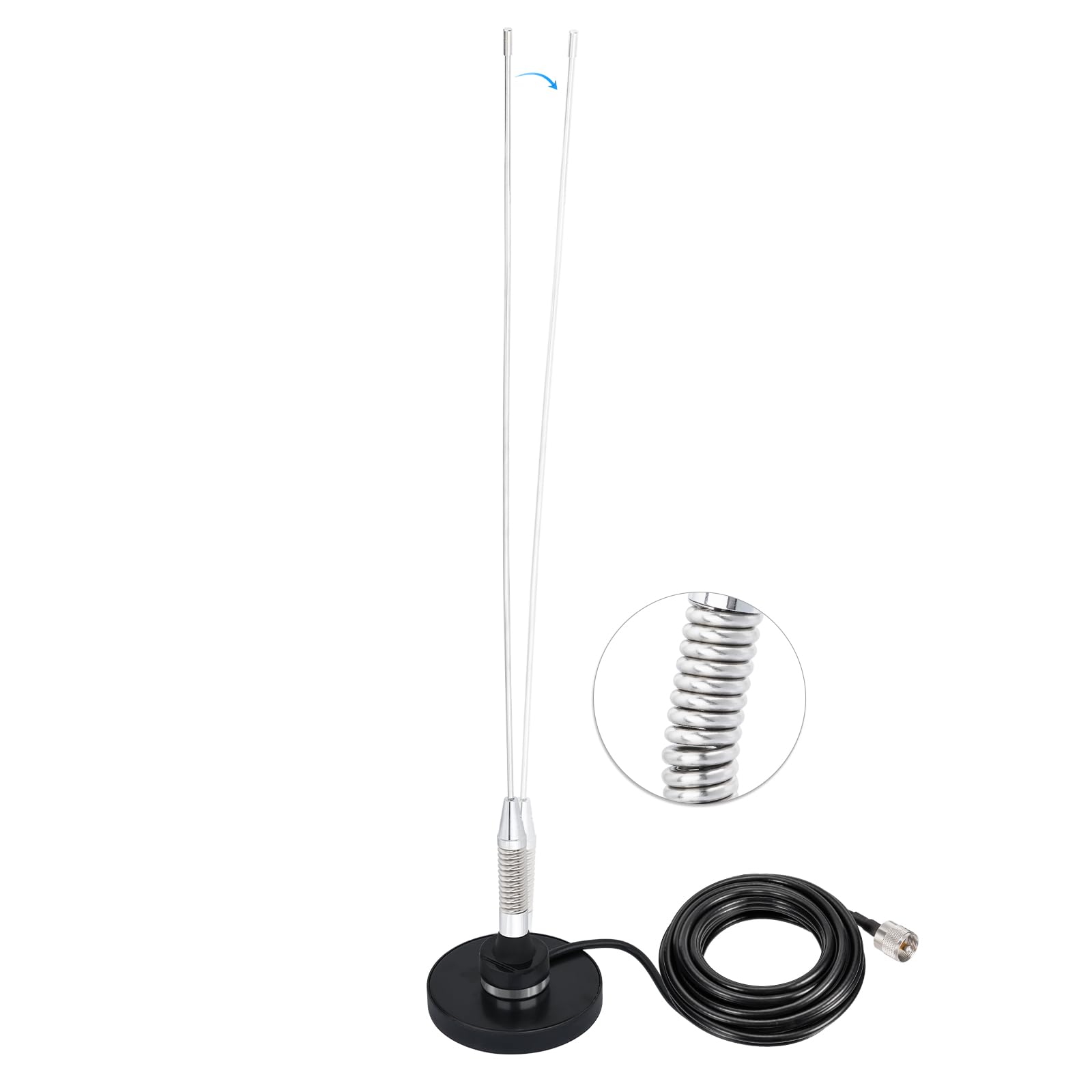 Bingfu Antenna Radio VHF UHF Veicolare 54 cm Connettore PL259 Cavo 5 m | Bibanda 136-174/400-460 MHz, Base Magnetica, per Camion Camper Radio Mobile, Dispositivo di Comunicazione Amatoriale