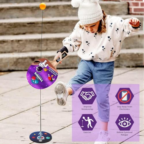 Image of Table Tennis Rebound Trainer Set for Kids & Adults, Racket and Ball Practice Game with Stand Base, Table Tennis Training Toy for Indoor Outdoor Play, 3+ Age (Astron)